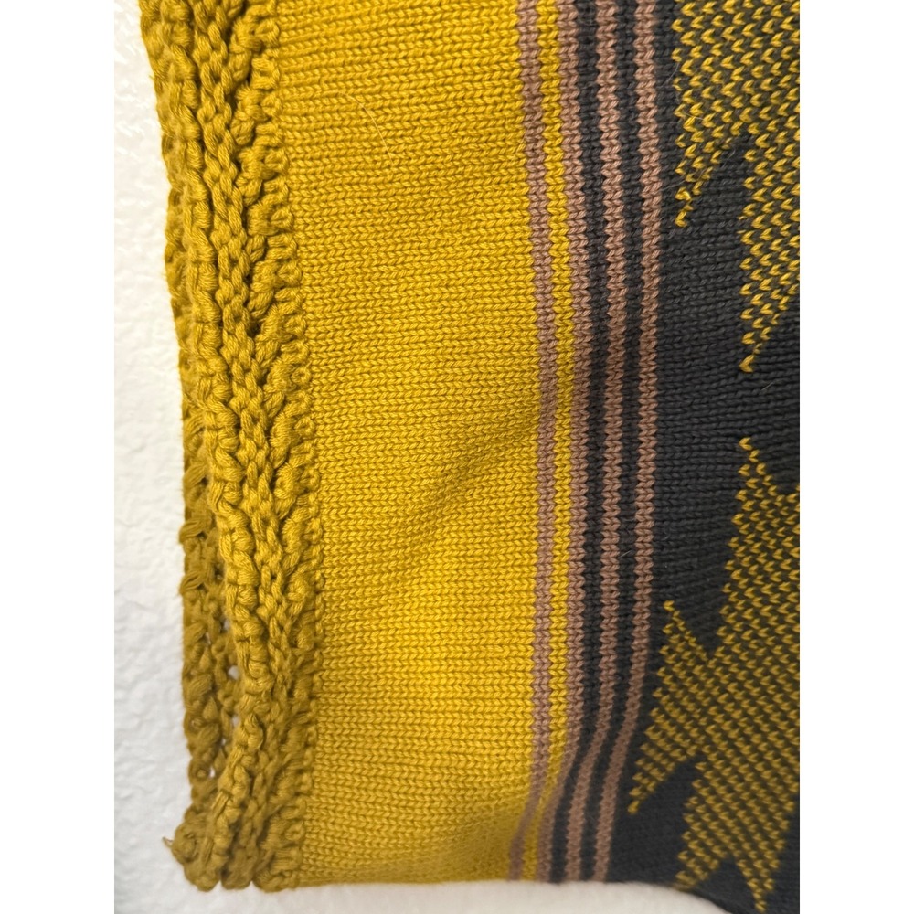Vintage Cremieux Mustard Southwestern Cotton Knit Poncho Top XS Vintage Style - Picture 3 of 6